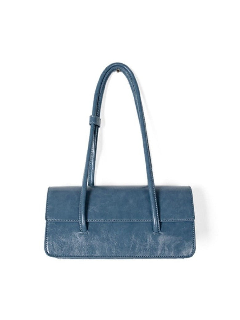 Design oil wax leather shoulder armpit bag, stylish tote bag, top handle purse for women - Courbe et Compagnie