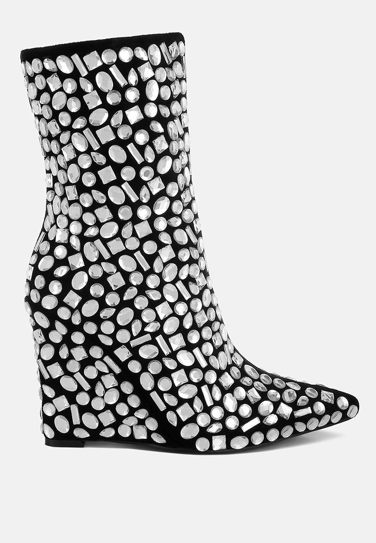 Diamante Slim Wedge Heel Boots - Courbe et Compagnie
