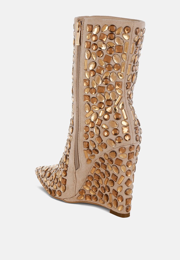 Diamante Slim Wedge Heel Boots - Courbe et Compagnie