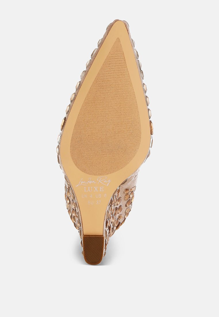 Diamante Slim Wedge Heel Boots - Courbe et Compagnie