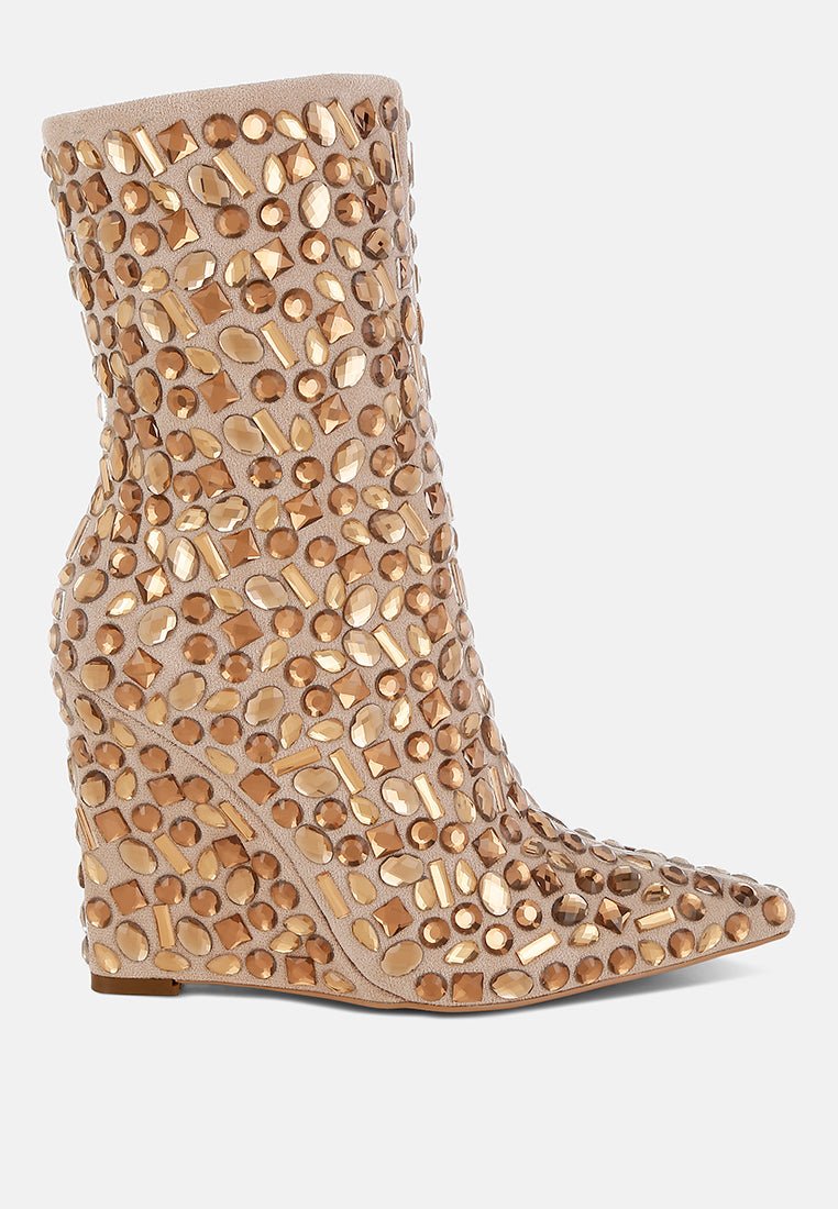 Diamante Slim Wedge Heel Boots - Courbe et Compagnie
