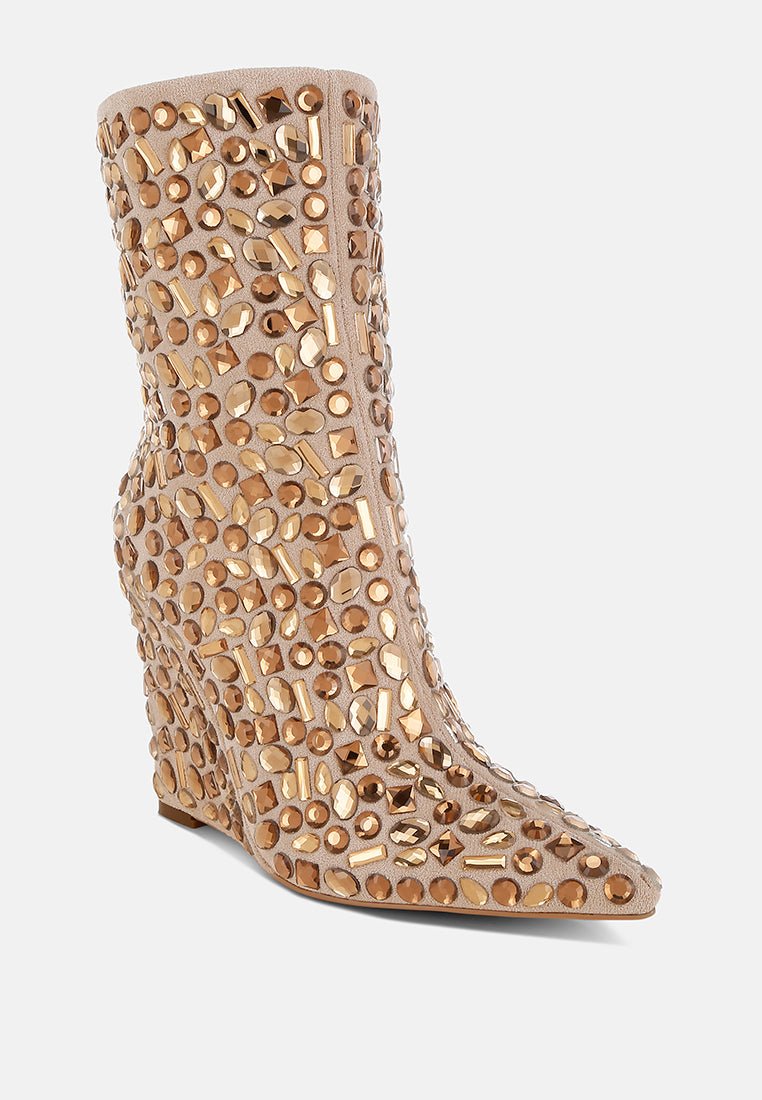 Diamante Slim Wedge Heel Boots - Courbe et Compagnie