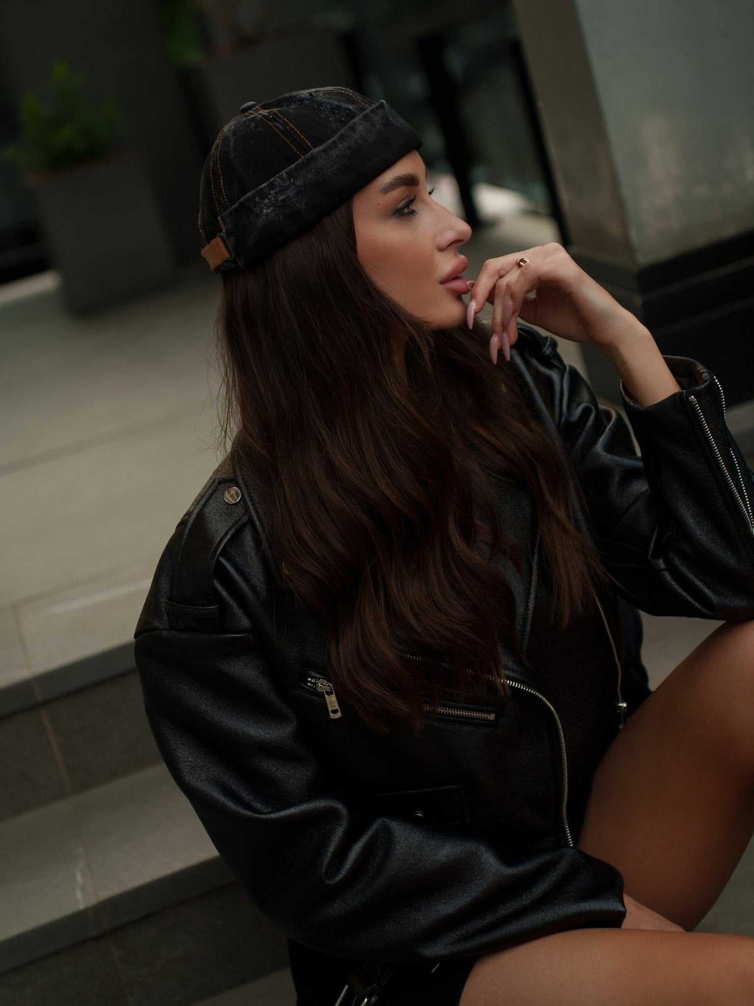 Docker Cap in Black Denim - Courbe et Compagnie