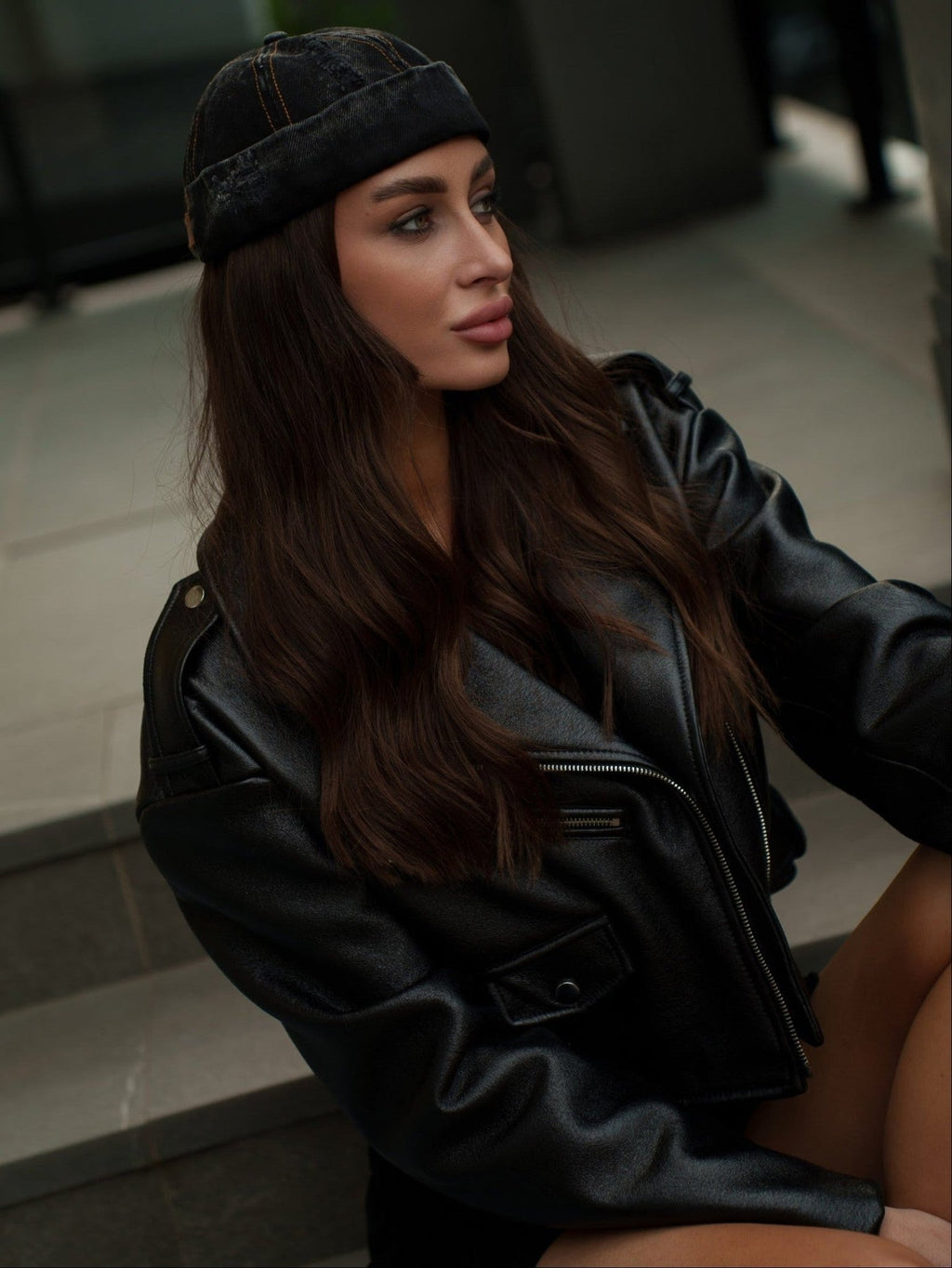 Docker Cap in Black Denim - Courbe et Compagnie