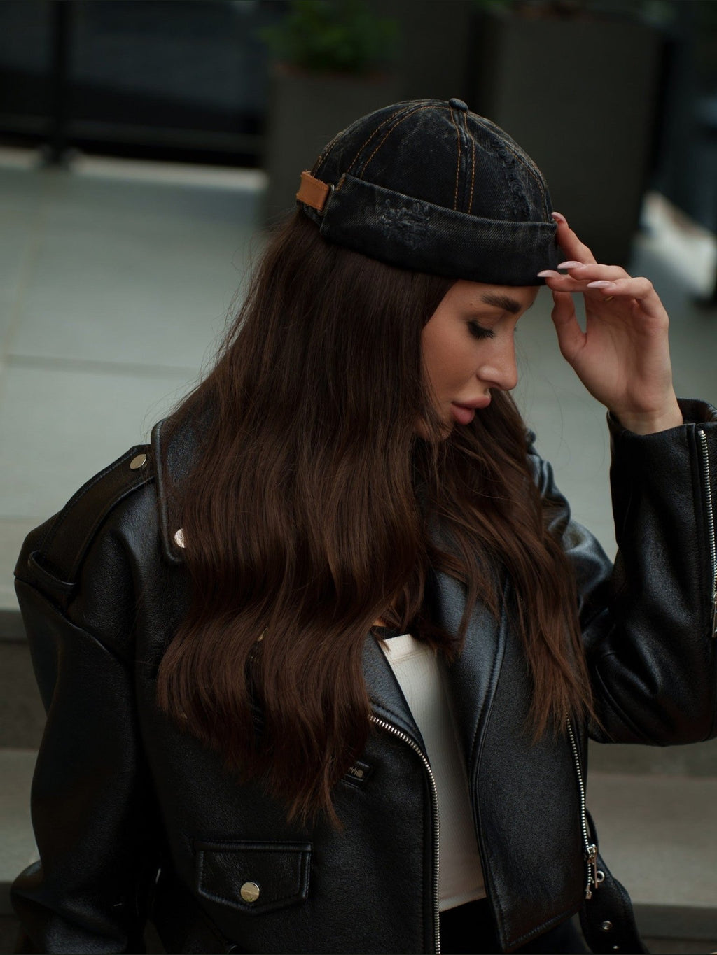 Docker Cap in Black Denim - Courbe et Compagnie