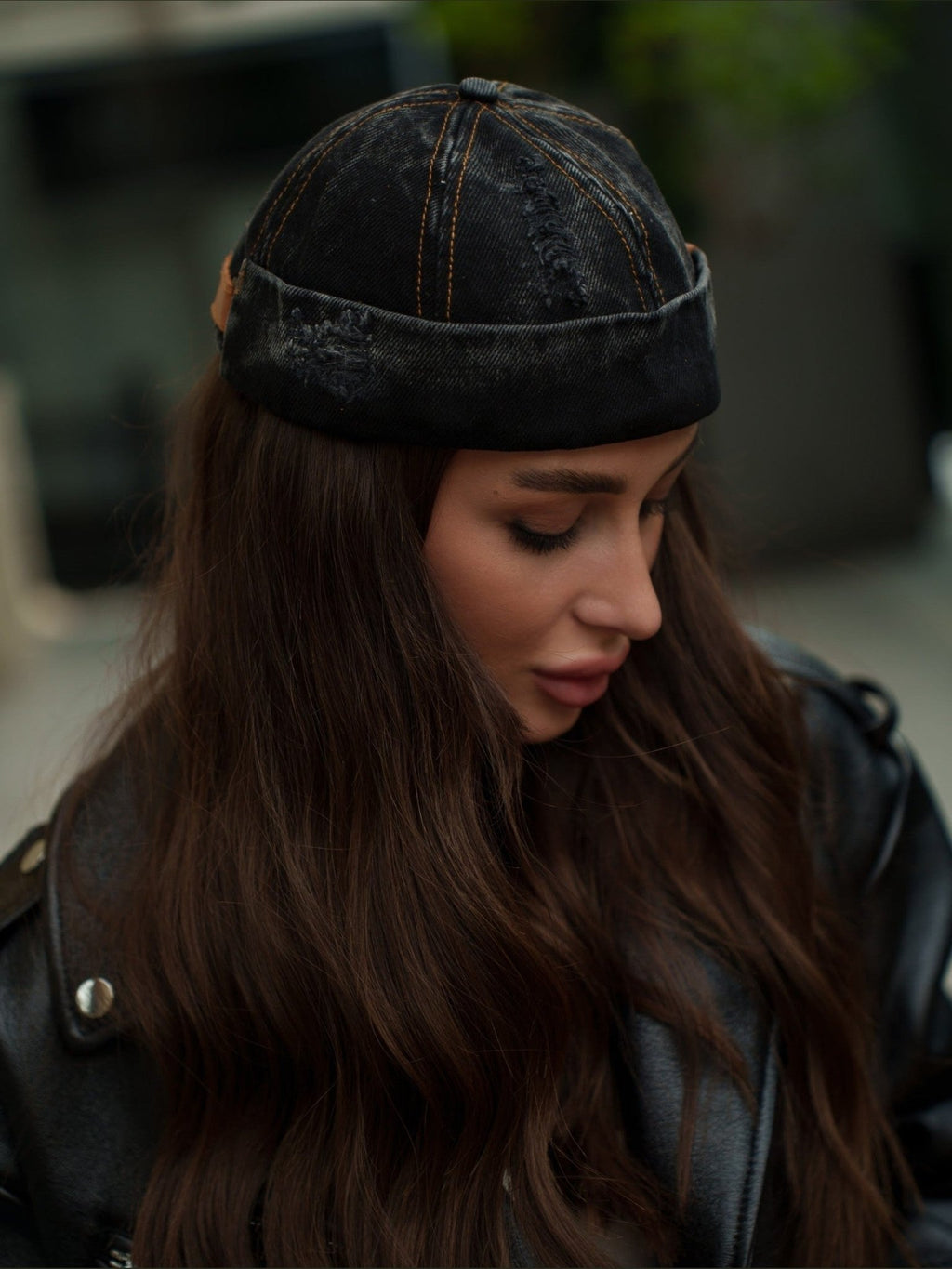 Docker Cap in Black Denim - Courbe et Compagnie