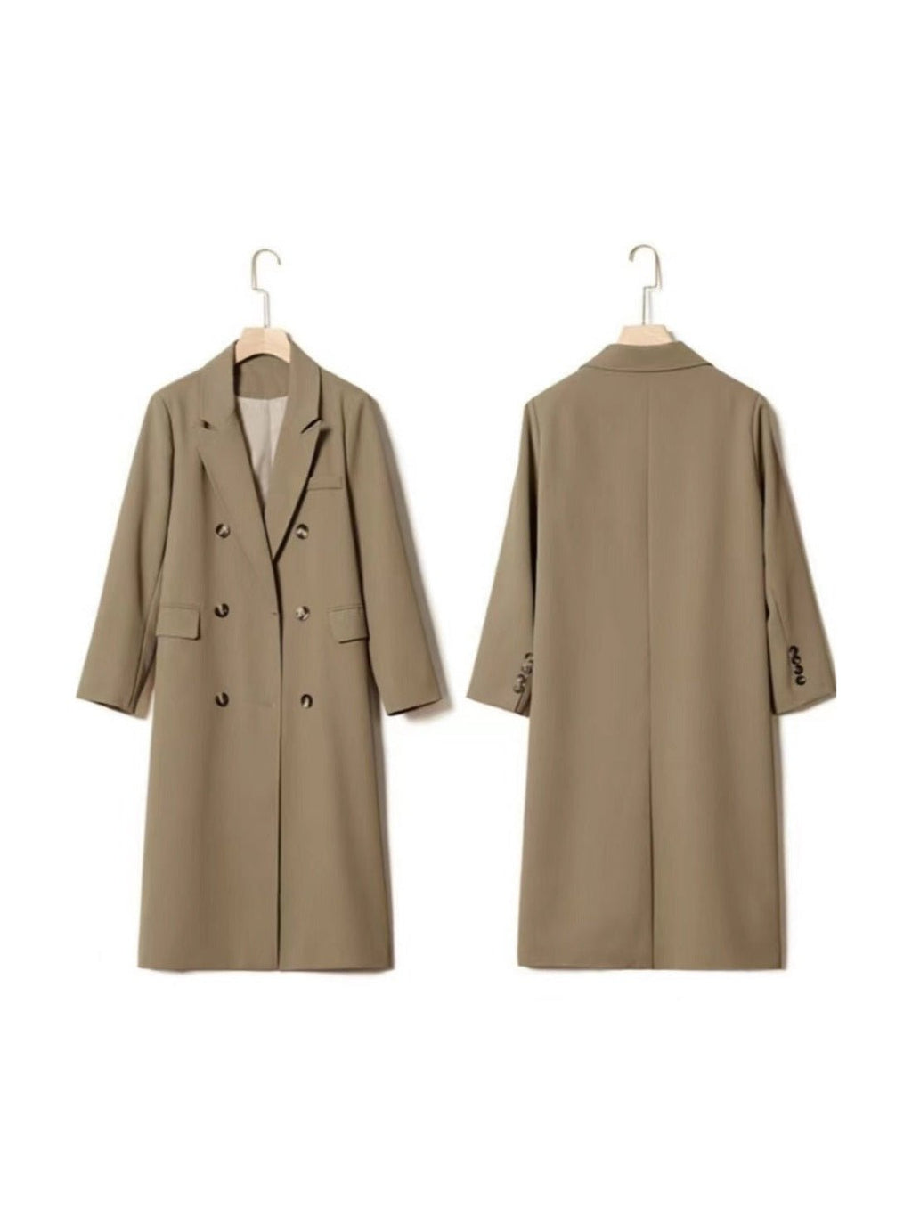 Double-breasted suit collar long coat - Courbe et Compagnie