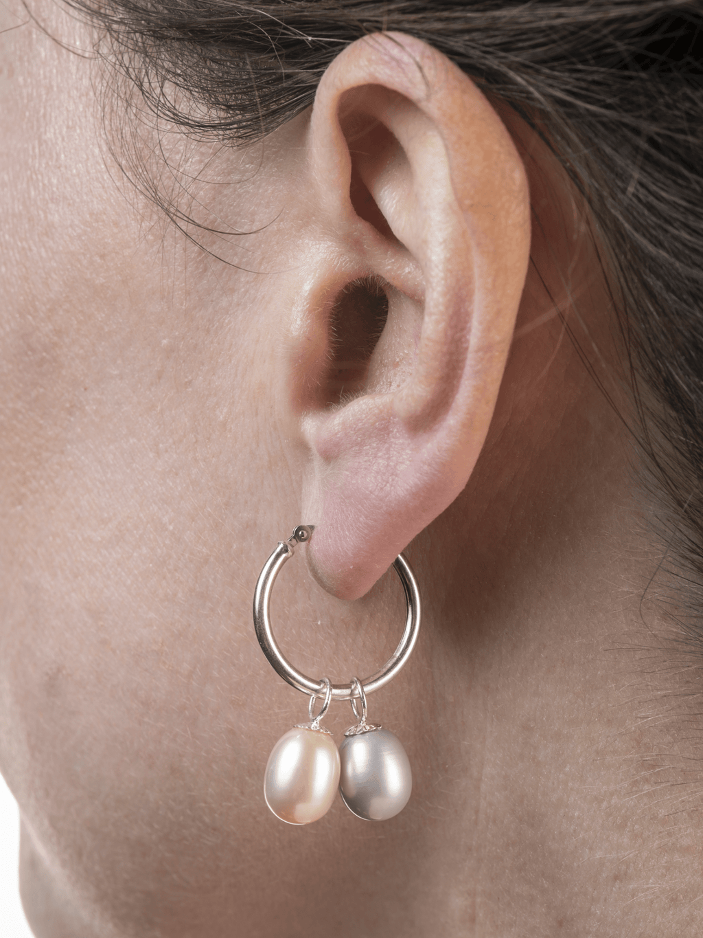 Double pearl hoop earrings - Courbe et Compagnie