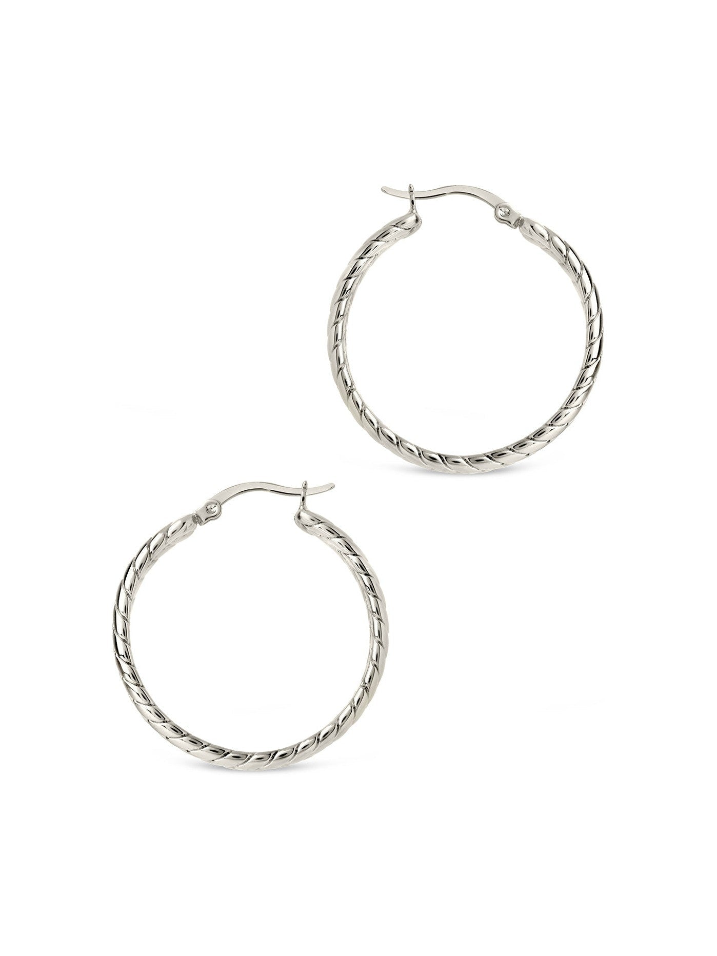 Double Row Herringbone Statement Hoop Earrings - Courbe et Compagnie