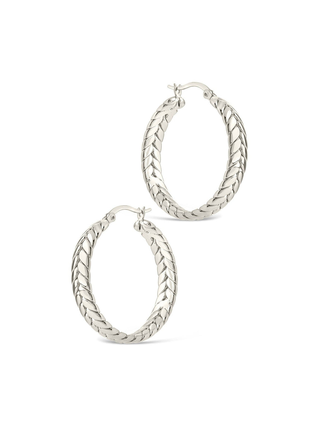 Double Row Herringbone Statement Hoop Earrings - Courbe et Compagnie