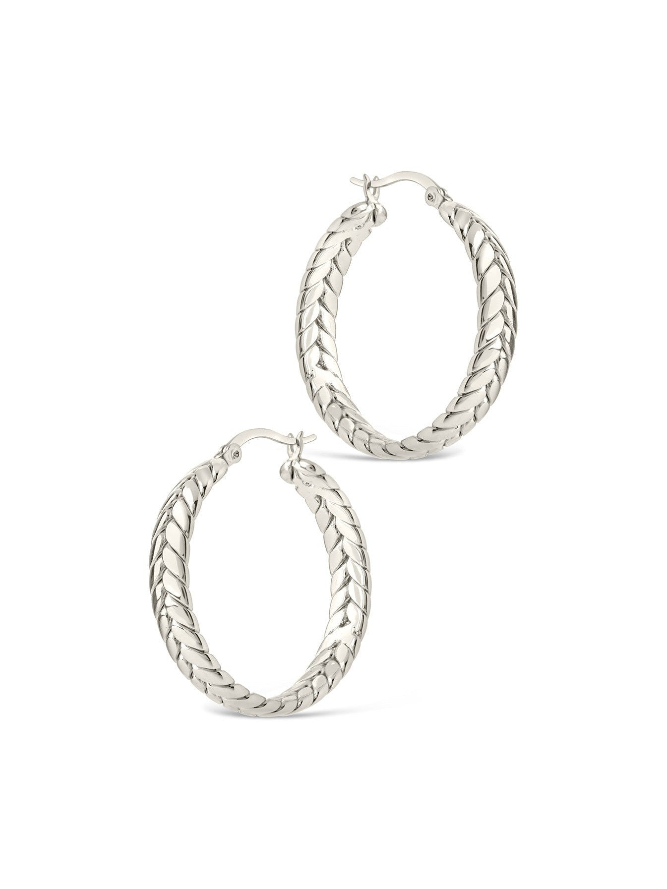 Double Row Herringbone Statement Hoop Earrings - Courbe et Compagnie