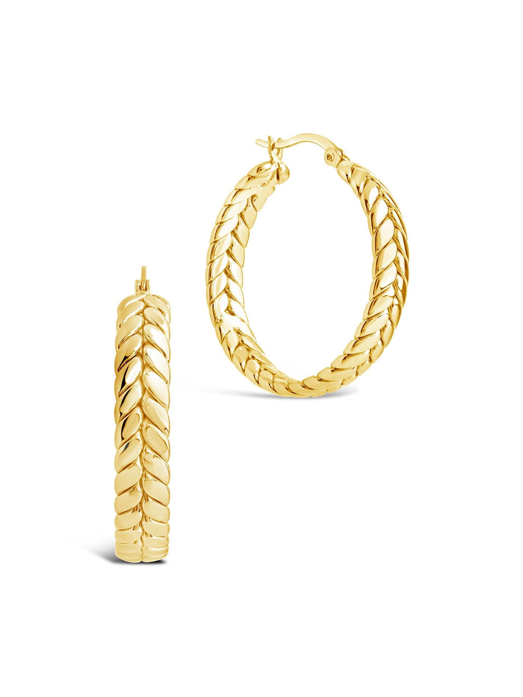 Double Row Herringbone Statement Hoop Earrings - Courbe et Compagnie