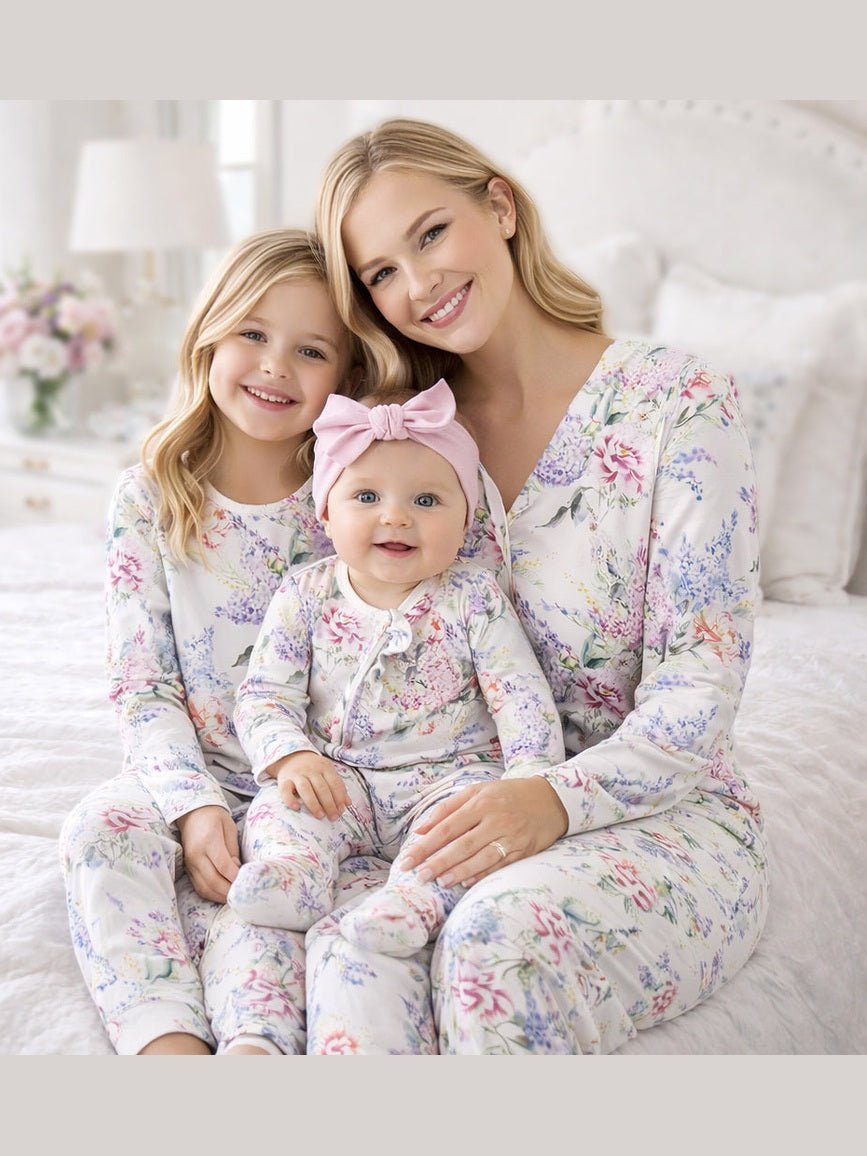 Dream Blossom Bamboo Women’s Pajama Set- Watercolor Floral - Courbe et Compagnie