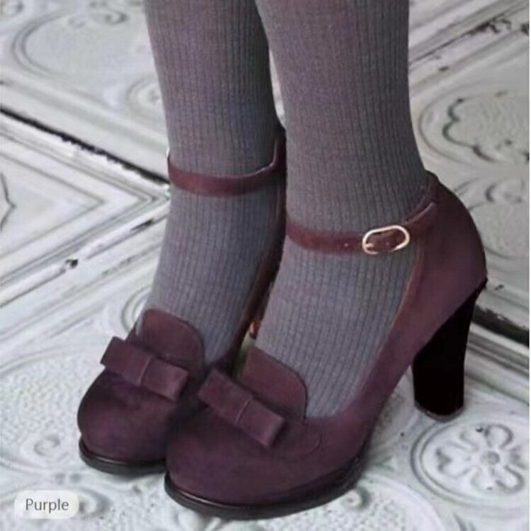 Women's Suede Peep-Toe Stiletto Pumps with Bow & Buckle Ankle Strap | High Heel Dress Shoes