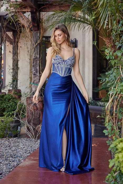 Elegant Beaded Embellished A-Line Long Formal Prom Evening Gown NXG1788 - Courbe et Compagnie