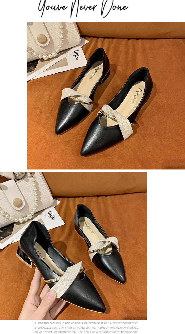 Elegant Low Heel Women Summer Pointed-Toe Slippers Slip On Office Shoes Luxury Women Slip On Comfortable Pointed Toe Womens Loafers Backless Low Heel Slide Slippers - Courbe et Compagnie