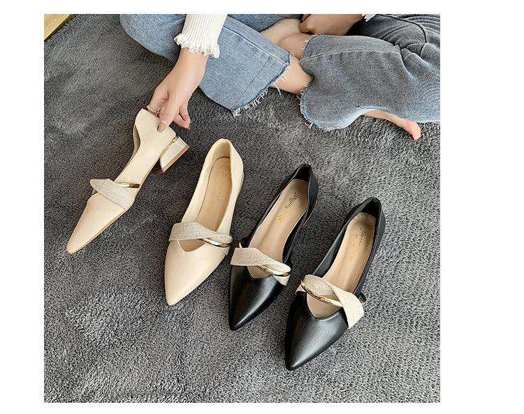 Elegant Low Heel Women Summer Pointed-Toe Slippers Slip On Office Shoes Luxury Women Slip On Comfortable Pointed Toe Womens Loafers Backless Low Heel Slide Slippers - Courbe et Compagnie