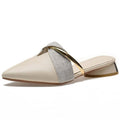 Elegant Low Heel Women Summer Pointed-Toe Slippers Slip On Office Shoes Luxury Women Slip On Comfortable Pointed Toe Womens Loafers Backless Low Heel Slide Slippers - Courbe et Compagnie