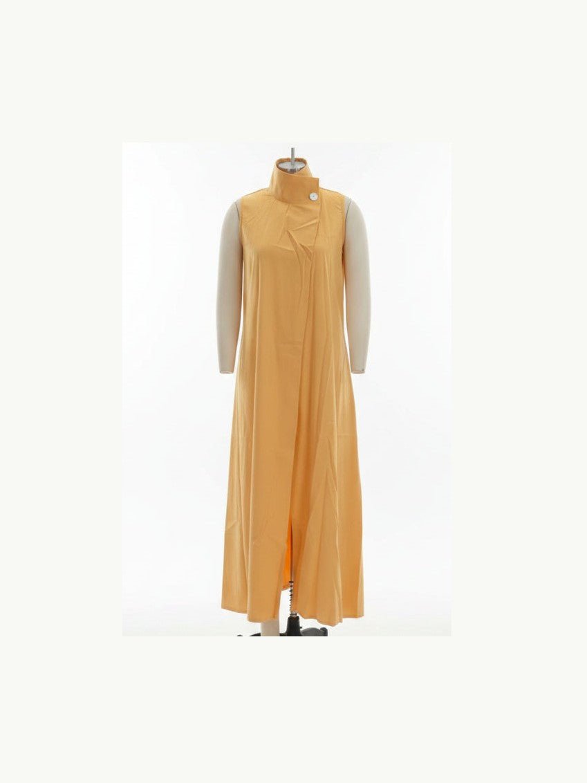 Elegant Sleeveless Long Dress – Stand Collar Office & Casual Dress - Courbe et Compagnie