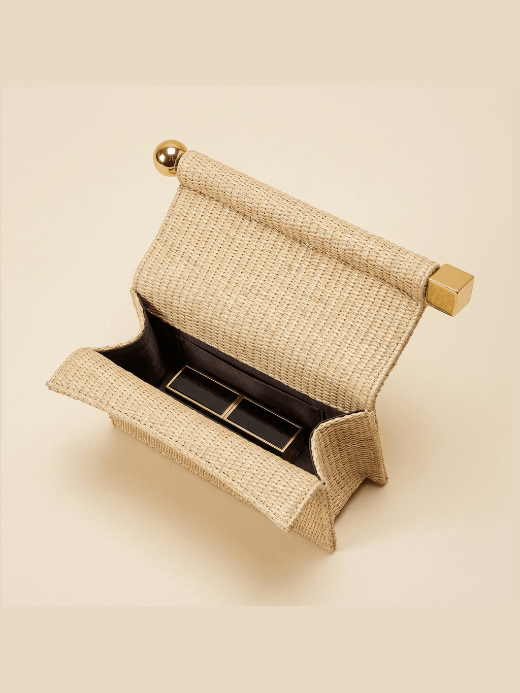 Elegant Woven Straw Foldover Clutch Natural Evening Handbag for Special Occassion - Courbe et Compagnie