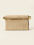Elegant Woven Straw Foldover Clutch Natural Evening Handbag for Special Occassion - Courbe et Compagnie