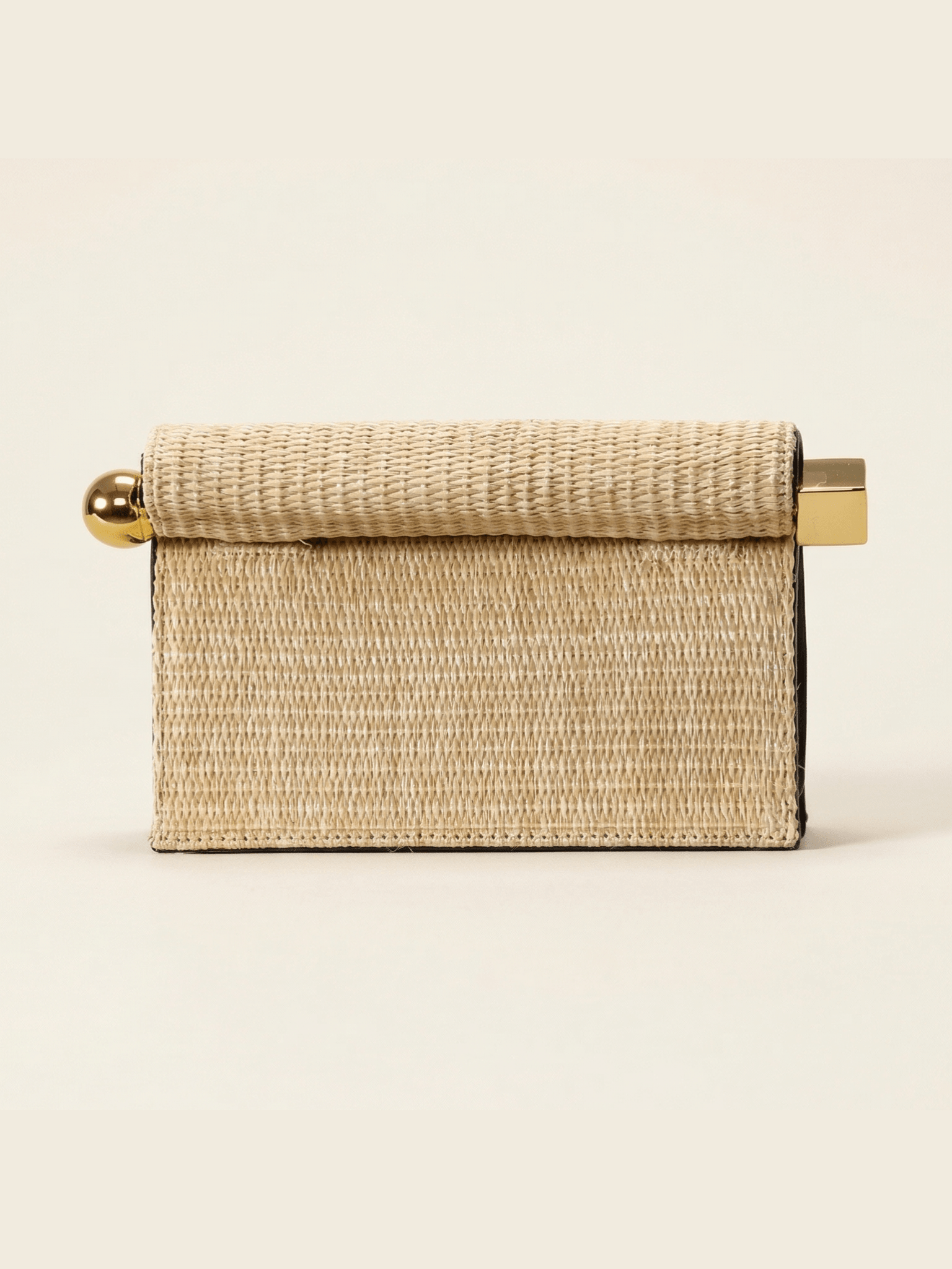 Elegant Woven Straw Foldover Clutch Natural Evening Handbag for Special Occassion - Courbe et Compagnie