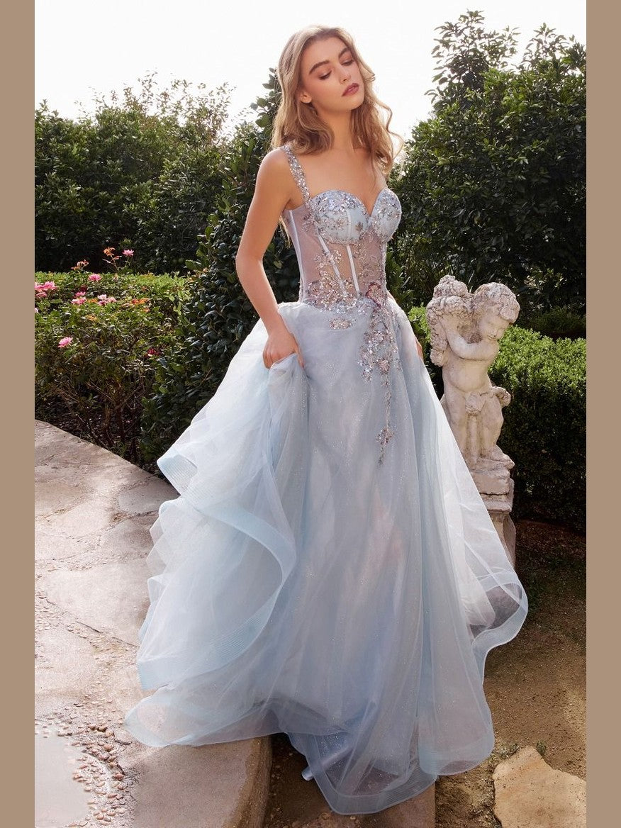 Embellished A-Line Tulle Ball Gown - Courbe et Compagnie