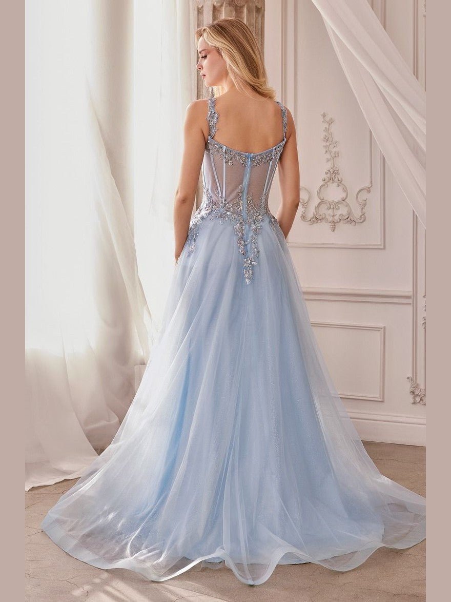 Embellished A-Line Tulle Ball Gown - Courbe et Compagnie