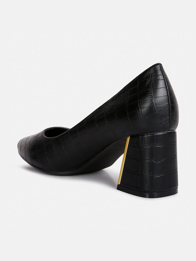 Emersyn Croc Block Heel Pump Shoes - Courbe et Compagnie