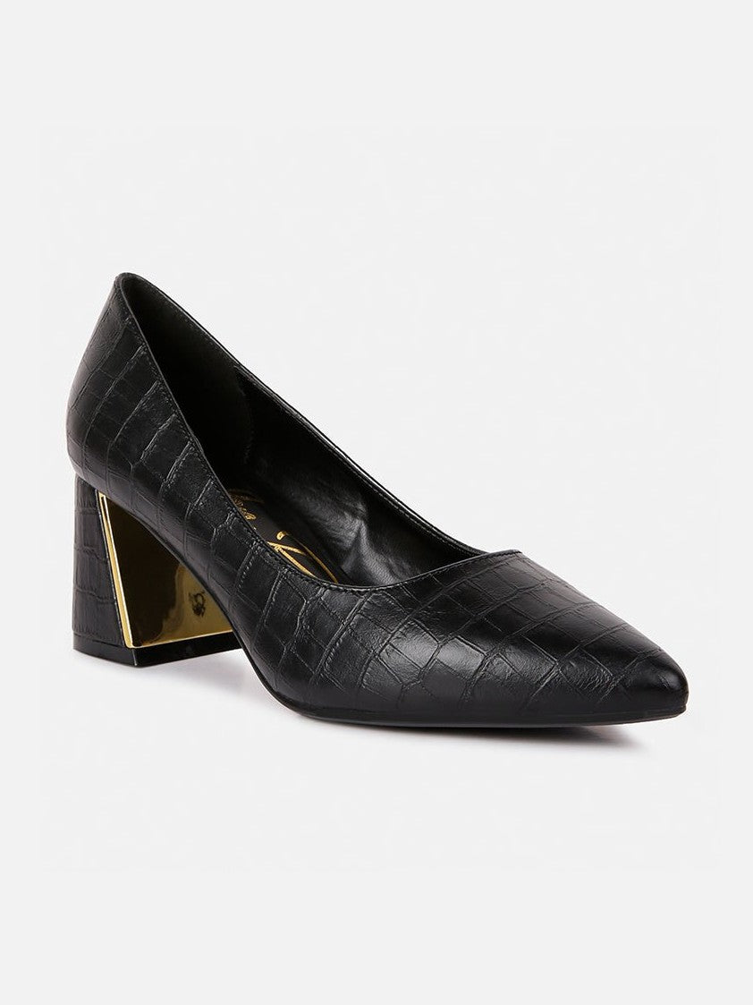 Emersyn Croc Block Heel Pump Shoes - Courbe et Compagnie