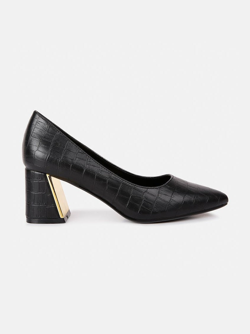 Emersyn Croc Block Heel Pump Shoes - Courbe et Compagnie