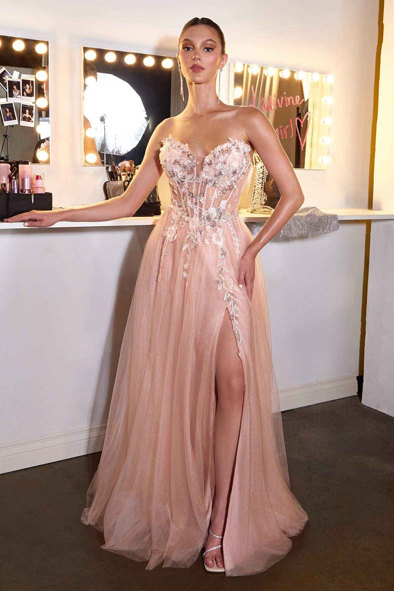 Enchanting 3D Floral Applique A-Line Gown - Courbe et Compagnie