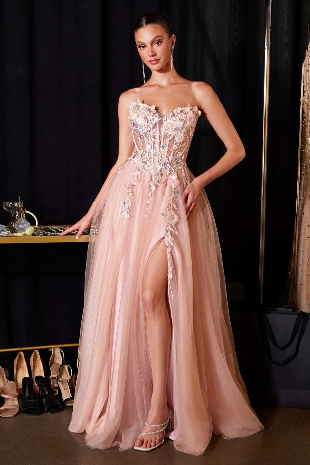 Enchanting 3D Floral Applique A-Line Gown - Courbe et Compagnie