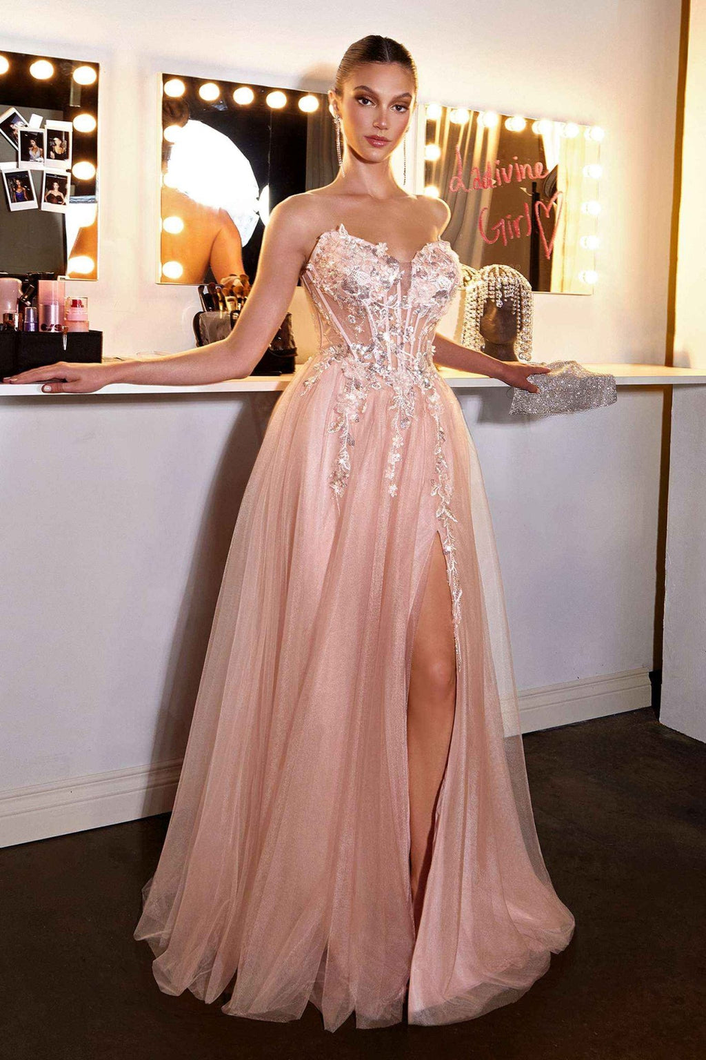 Enchanting 3D Floral Applique A-Line Gown - Courbe et Compagnie
