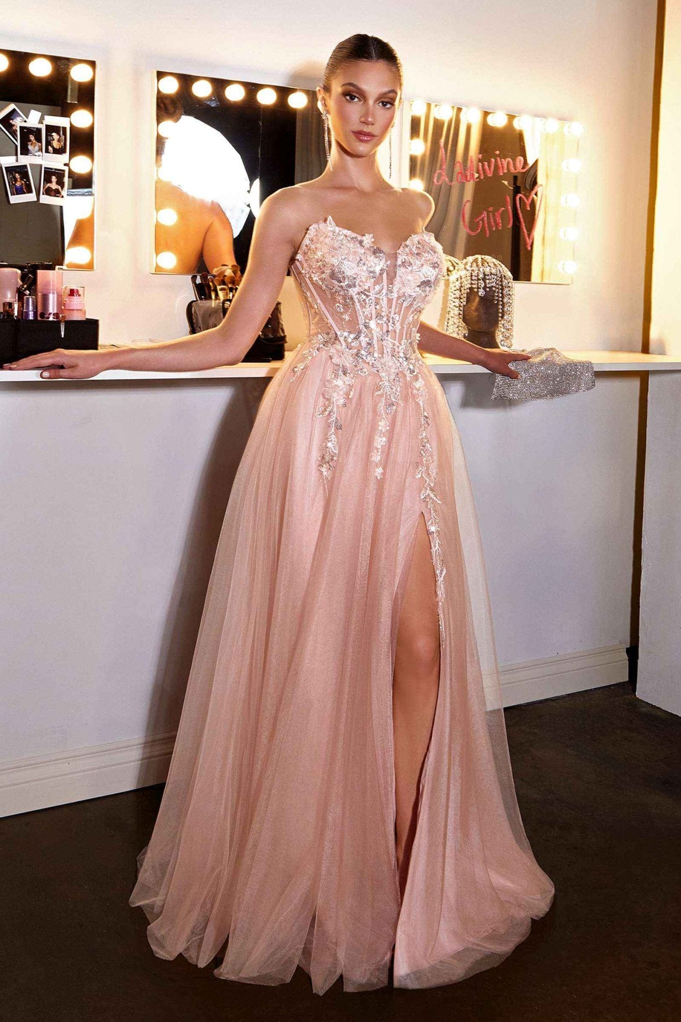 Enchanting 3D Floral Applique A-Line Gown - Courbe et Compagnie