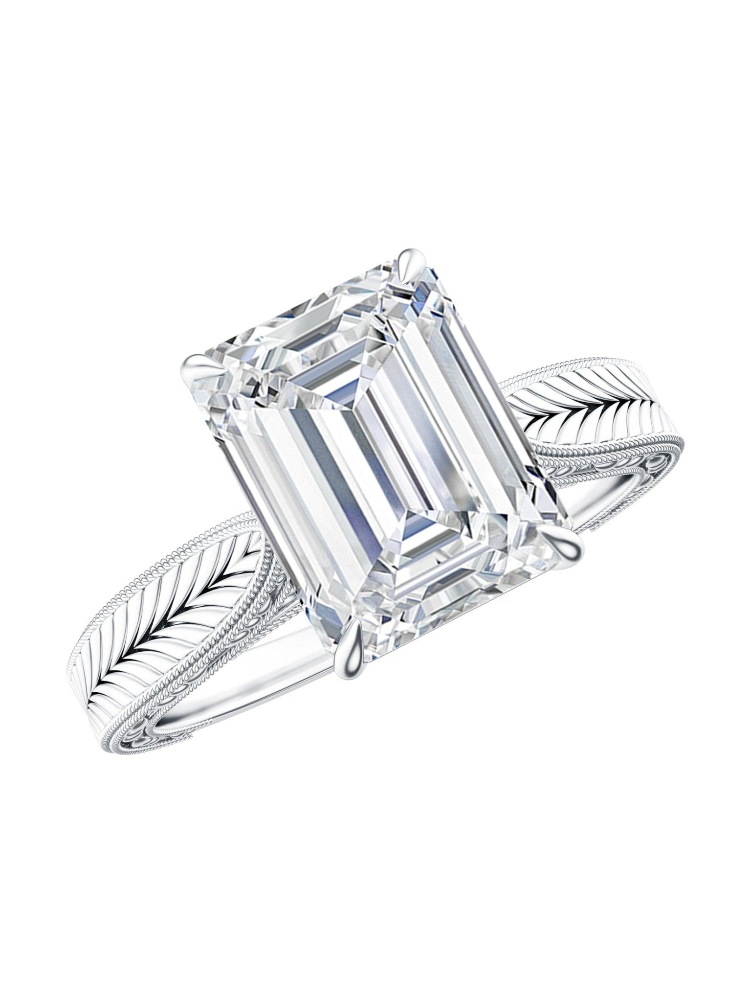 Ethically Sourced 3 Carat Lab Grown Diamond Emerald Cut Engagement Ring IGI Certified - Courbe et Compagnie