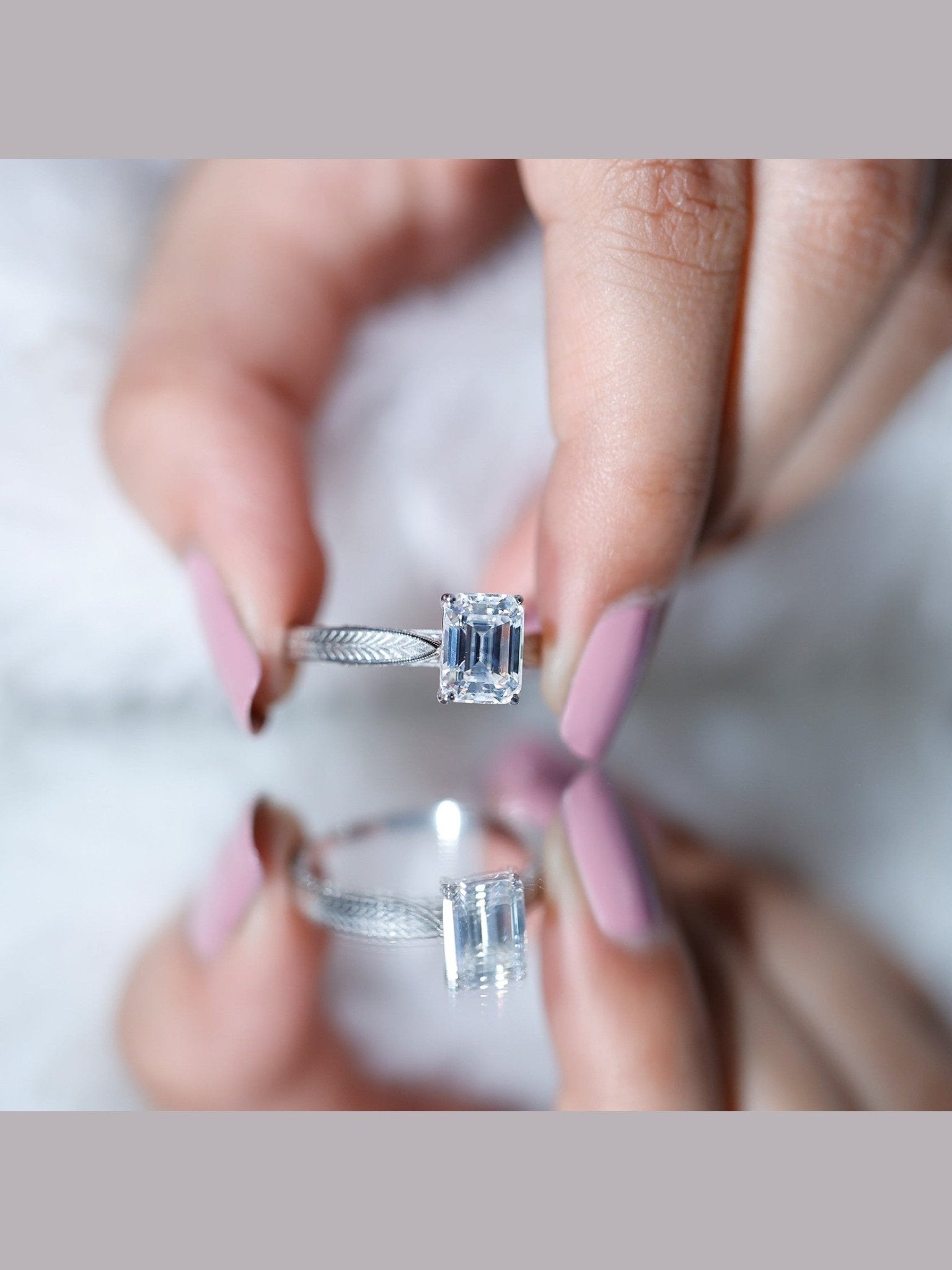 Ethically Sourced 3 Carat Lab Grown Diamond Emerald Cut Engagement Ring IGI Certified - Courbe et Compagnie