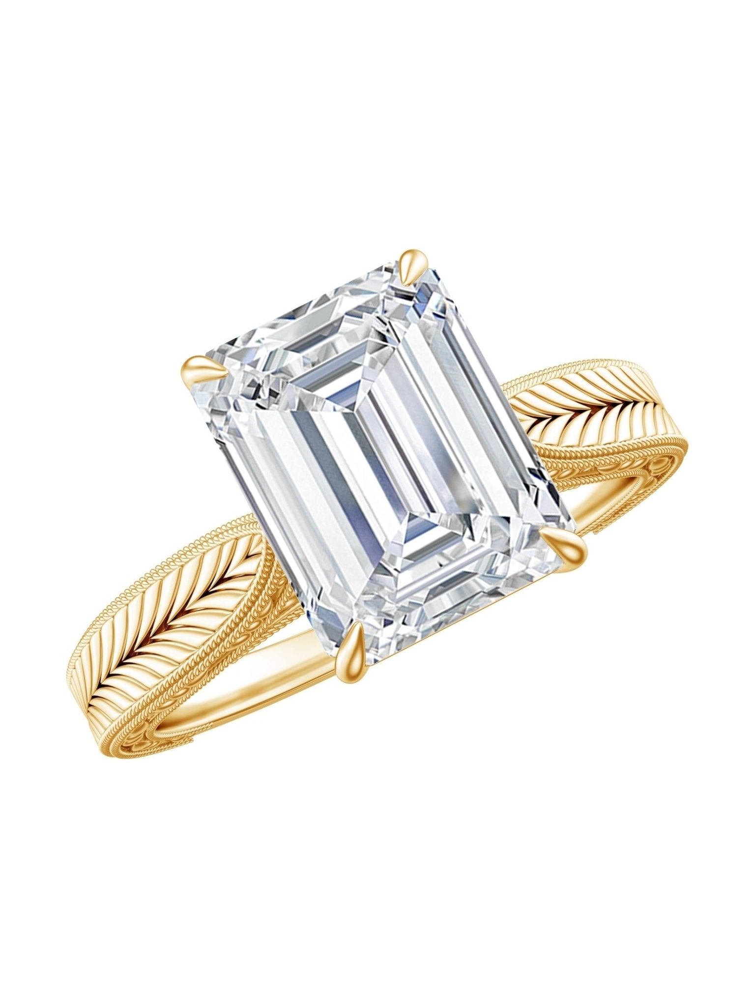 Ethically Sourced 3 Carat Lab Grown Diamond Emerald Cut Engagement Ring IGI Certified - Courbe et Compagnie