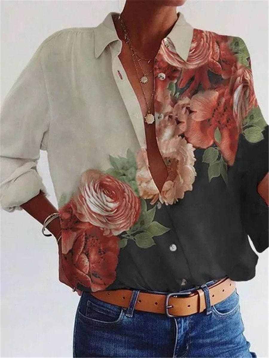Fashion Loose Plus Size Casual Printed Shirt Women - Courbe et Compagnie