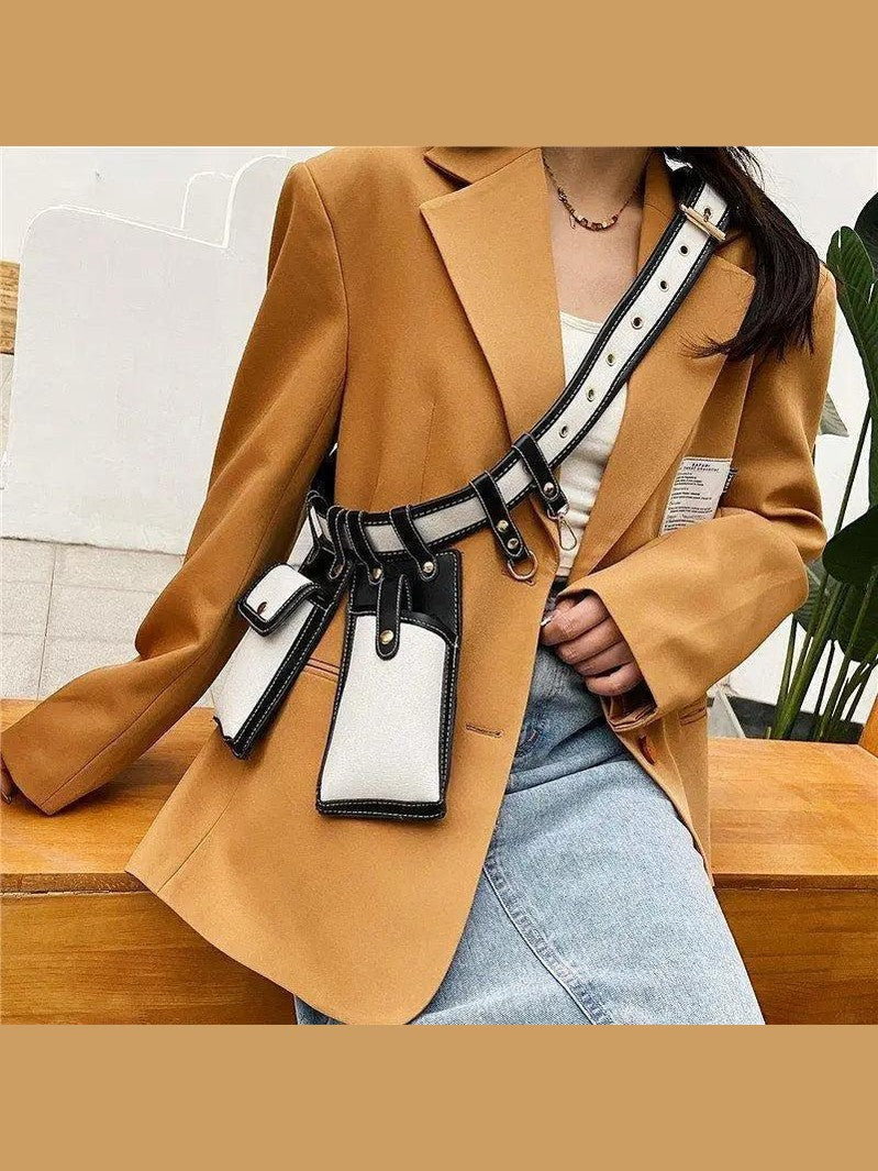 Fashion Women Leather Luxury Women Fanny Pack Black Retro Crossbody Shoulder Purse Wallet Party Bag For Women And Girl - Courbe et Compagnie
