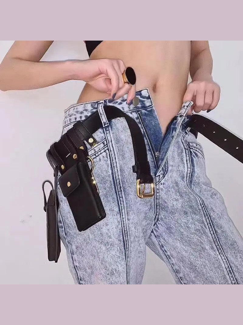 Fashion Women Leather Luxury Women Fanny Pack Black Retro Crossbody Shoulder Purse Wallet Party Bag For Women And Girl - Courbe et Compagnie