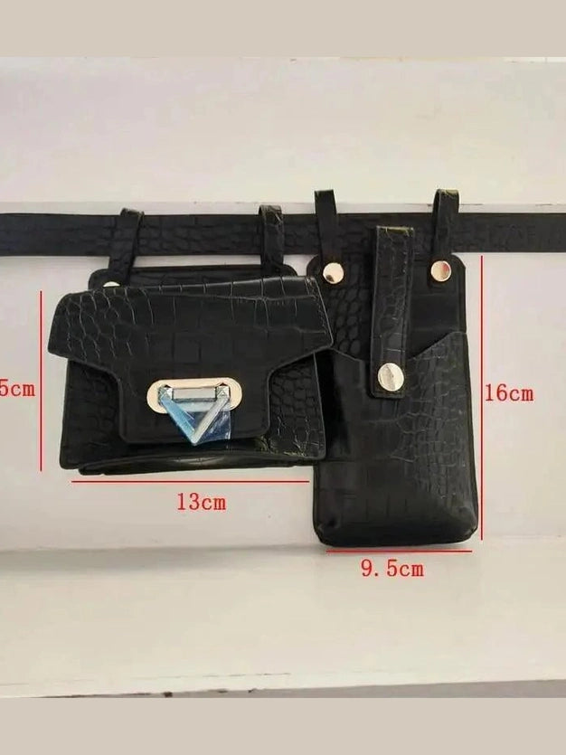 Fashion Women Leather Luxury Women Fanny Pack Black Retro Crossbody Shoulder Purse Wallet Party Bag For Women And Girl - Courbe et Compagnie