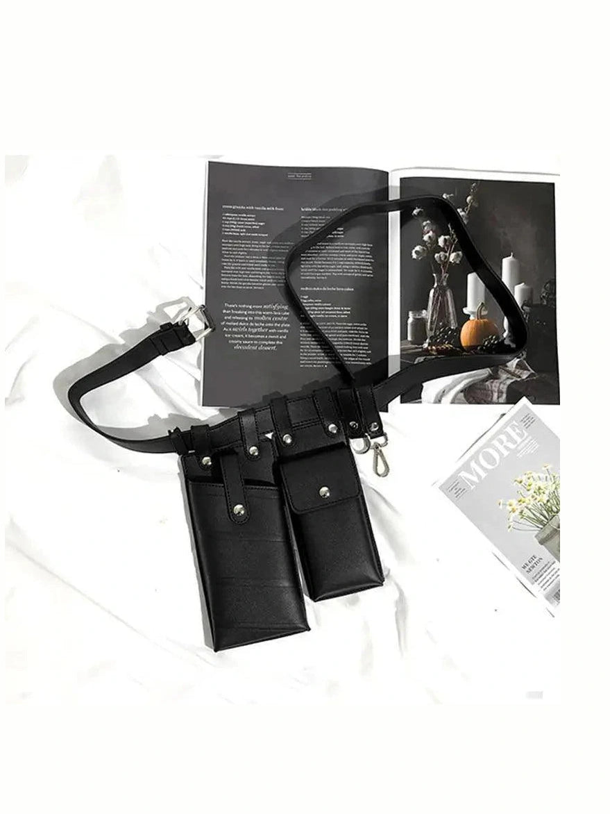 Fashion Women Leather Luxury Women Fanny Pack Black Retro Crossbody Shoulder Purse Wallet Party Bag For Women And Girl - Courbe et Compagnie