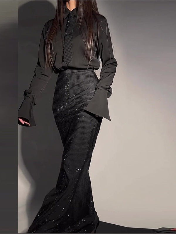 Fashionable and elegant hot diamond slit hip skirt suit - Courbe et Compagnie