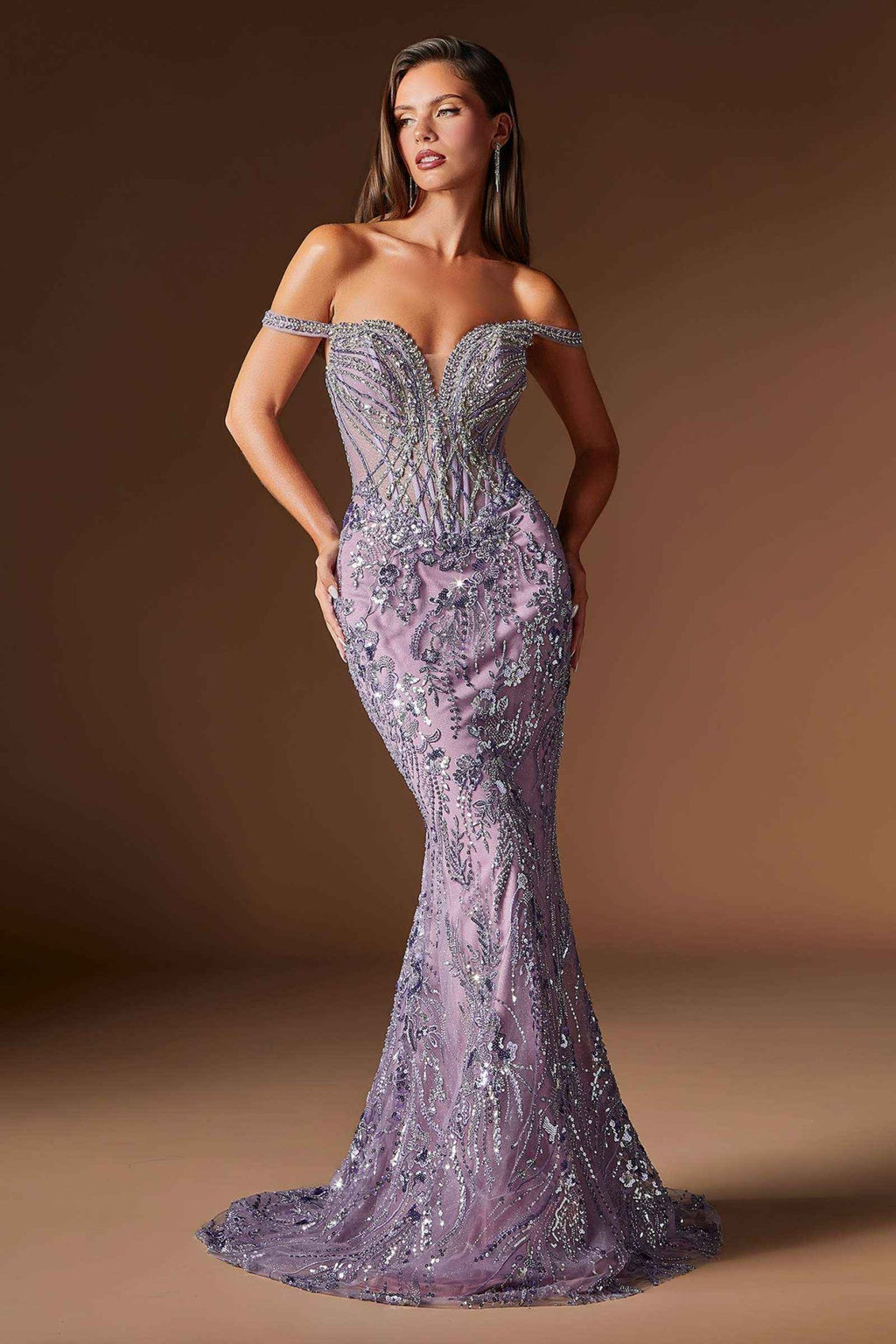 Fitted Formal Off Shoulder Gown with Detachable Skirt - Courbe et Compagnie