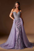 Fitted Formal Off Shoulder Gown with Detachable Skirt - Courbe et Compagnie