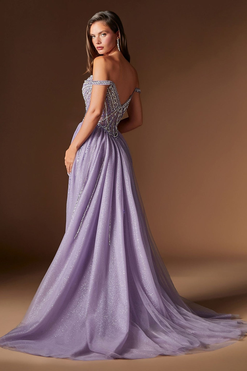 Fitted Formal Off Shoulder Gown with Detachable Skirt - Courbe et Compagnie