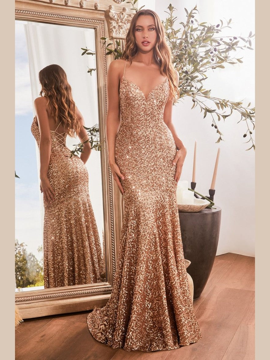 FITTED SEQUIN MERMAID GOWN CDCH066 - Courbe et Compagnie