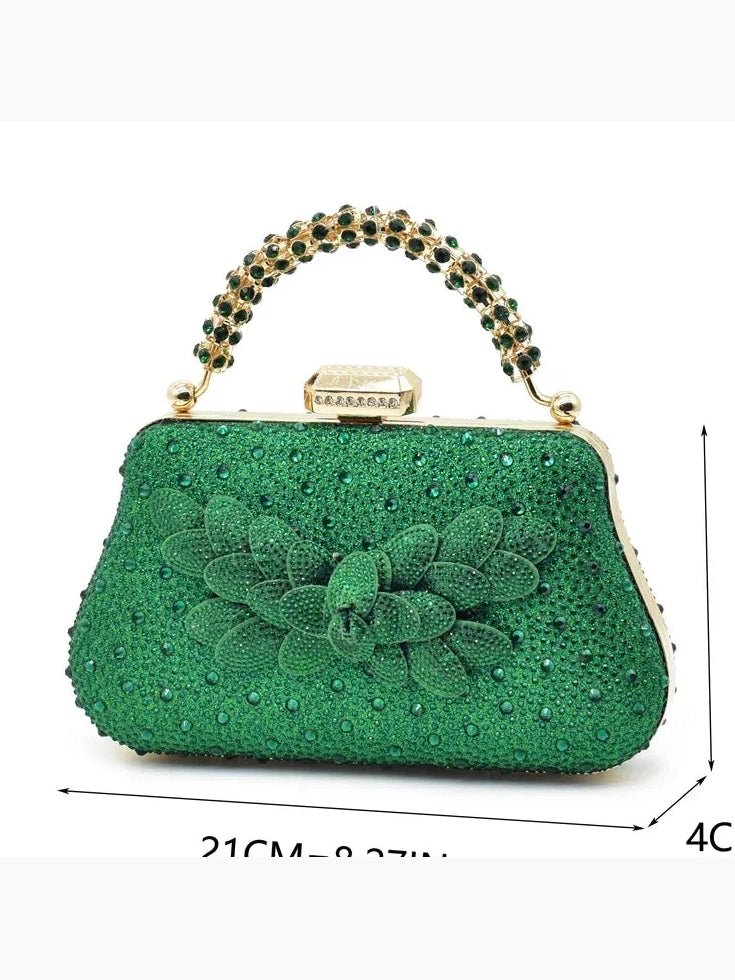 Floral Appliqué Slingback & Beaded Clutch Set - Courbe et Compagnie