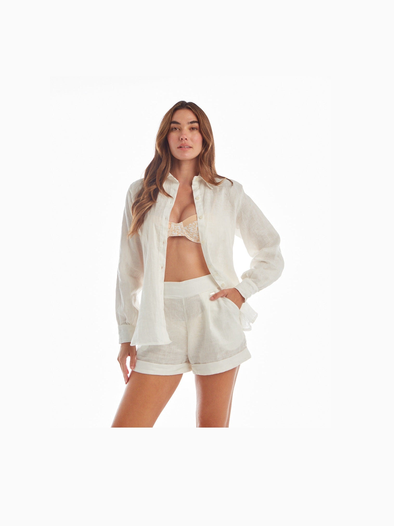 Floral Embroidered Linen Shirt & Shorts Set – Relaxed Luxury Co-Ord - Courbe et Compagnie